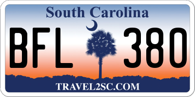 SC license plate BFL380