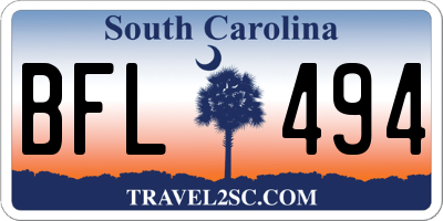 SC license plate BFL494