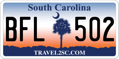 SC license plate BFL502