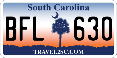 SC license plate BFL630