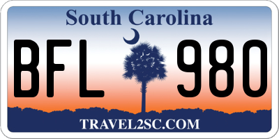 SC license plate BFL980