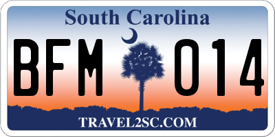 SC license plate BFM014