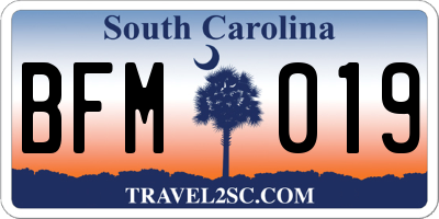 SC license plate BFM019