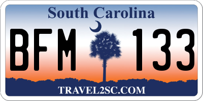 SC license plate BFM133