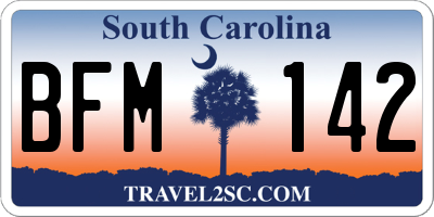 SC license plate BFM142