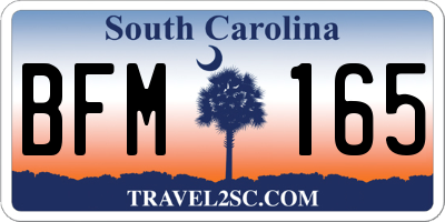 SC license plate BFM165