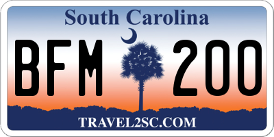 SC license plate BFM200