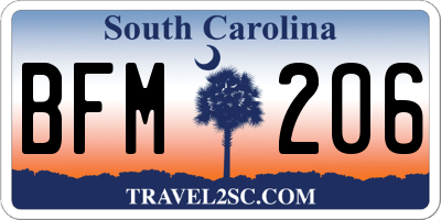 SC license plate BFM206