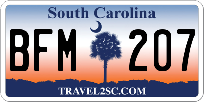 SC license plate BFM207