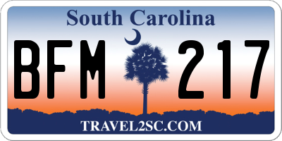 SC license plate BFM217
