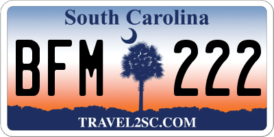 SC license plate BFM222