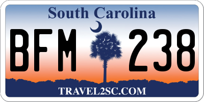 SC license plate BFM238