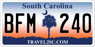 SC license plate BFM240
