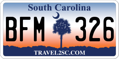 SC license plate BFM326