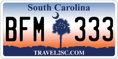 SC license plate BFM333