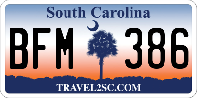 SC license plate BFM386