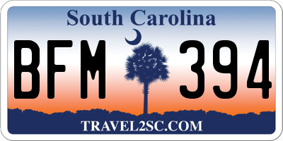 SC license plate BFM394