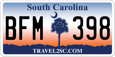 SC license plate BFM398