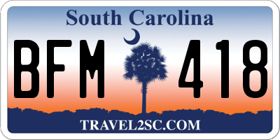 SC license plate BFM418