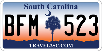 SC license plate BFM523