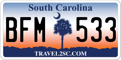 SC license plate BFM533
