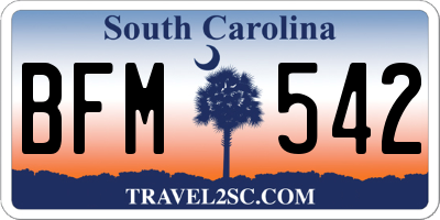 SC license plate BFM542