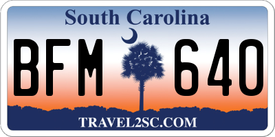 SC license plate BFM640