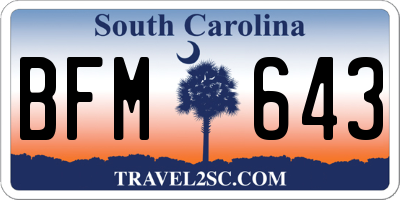 SC license plate BFM643