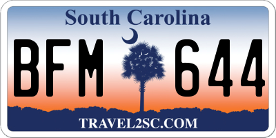 SC license plate BFM644