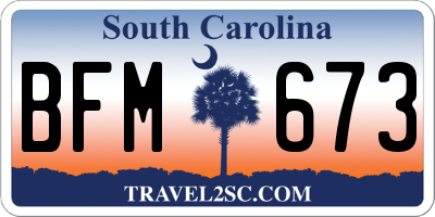 SC license plate BFM673