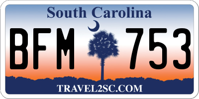 SC license plate BFM753