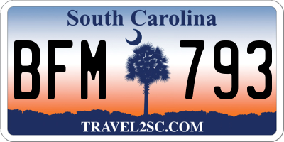 SC license plate BFM793
