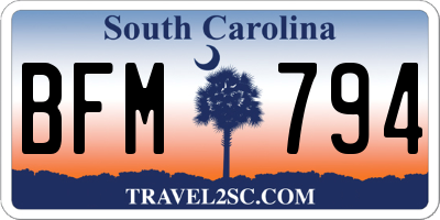 SC license plate BFM794