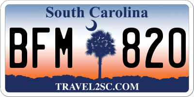 SC license plate BFM820