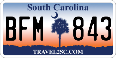 SC license plate BFM843