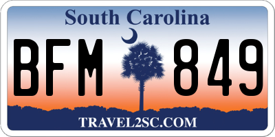 SC license plate BFM849