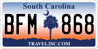 SC license plate BFM868