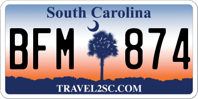 SC license plate BFM874