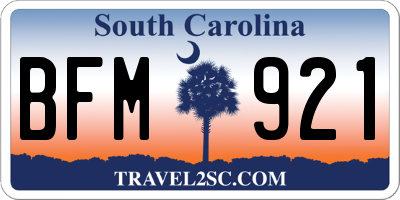 SC license plate BFM921