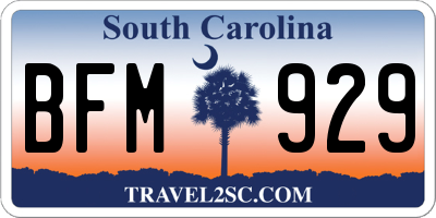 SC license plate BFM929