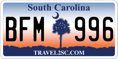 SC license plate BFM996