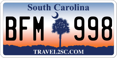 SC license plate BFM998