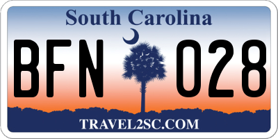 SC license plate BFN028