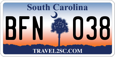 SC license plate BFN038