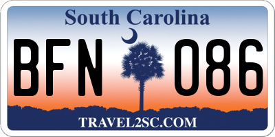 SC license plate BFN086
