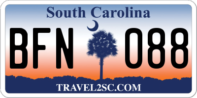 SC license plate BFN088