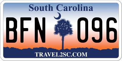 SC license plate BFN096