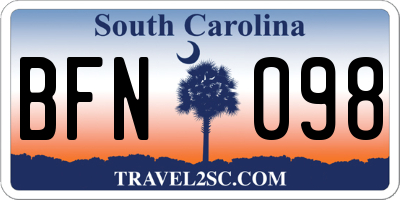SC license plate BFN098