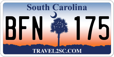 SC license plate BFN175