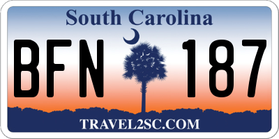 SC license plate BFN187
